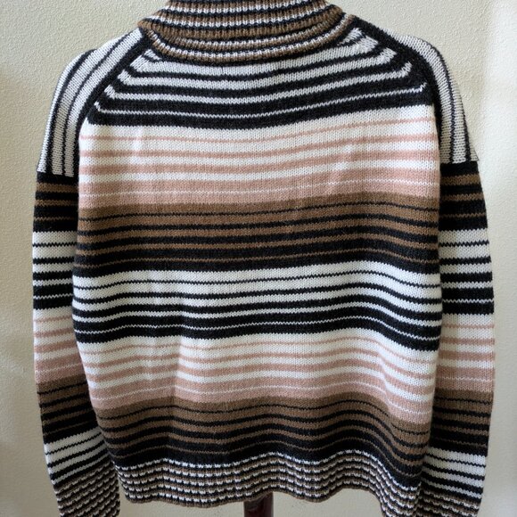 NWT 360 Sweater Italian Yarn Striped Turtleneck 35% merino wool 30% alpaca - Picture 7 of 7
